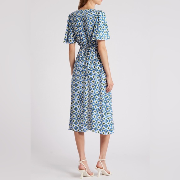 Blue Geometric Midi Dress - Picture 3 of 9